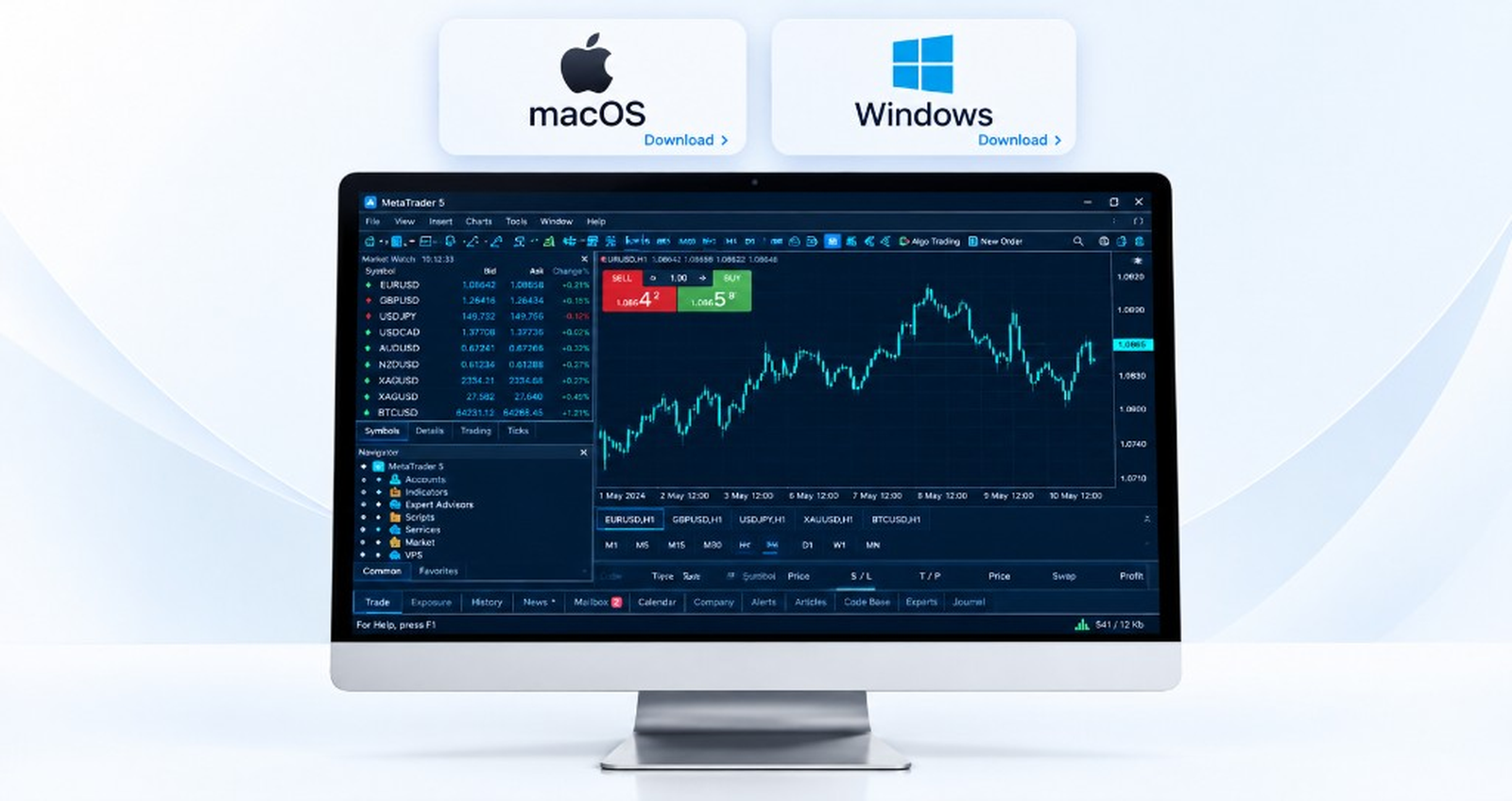 MetaTrader 5 desktop terminal with Mac and Windows download